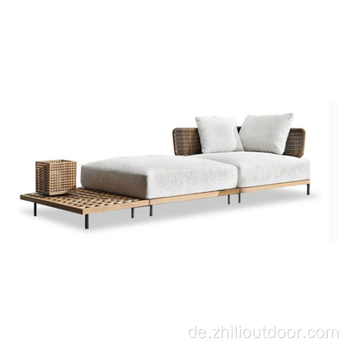 Weiße Wicker-Möbel im Freien-Sektionsofa-Set